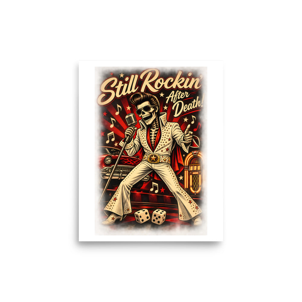 Rockabilly Skelett Elvis – Poster 8 × 10 Zoll