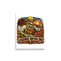 Skelett-Bauarbeiter mit Schriftzug "Legends Never Die" – Poster 8 × 10 Zoll