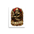Skelett Shakespeare mit Feder und Buch – Poster 8 × 10 Zoll
