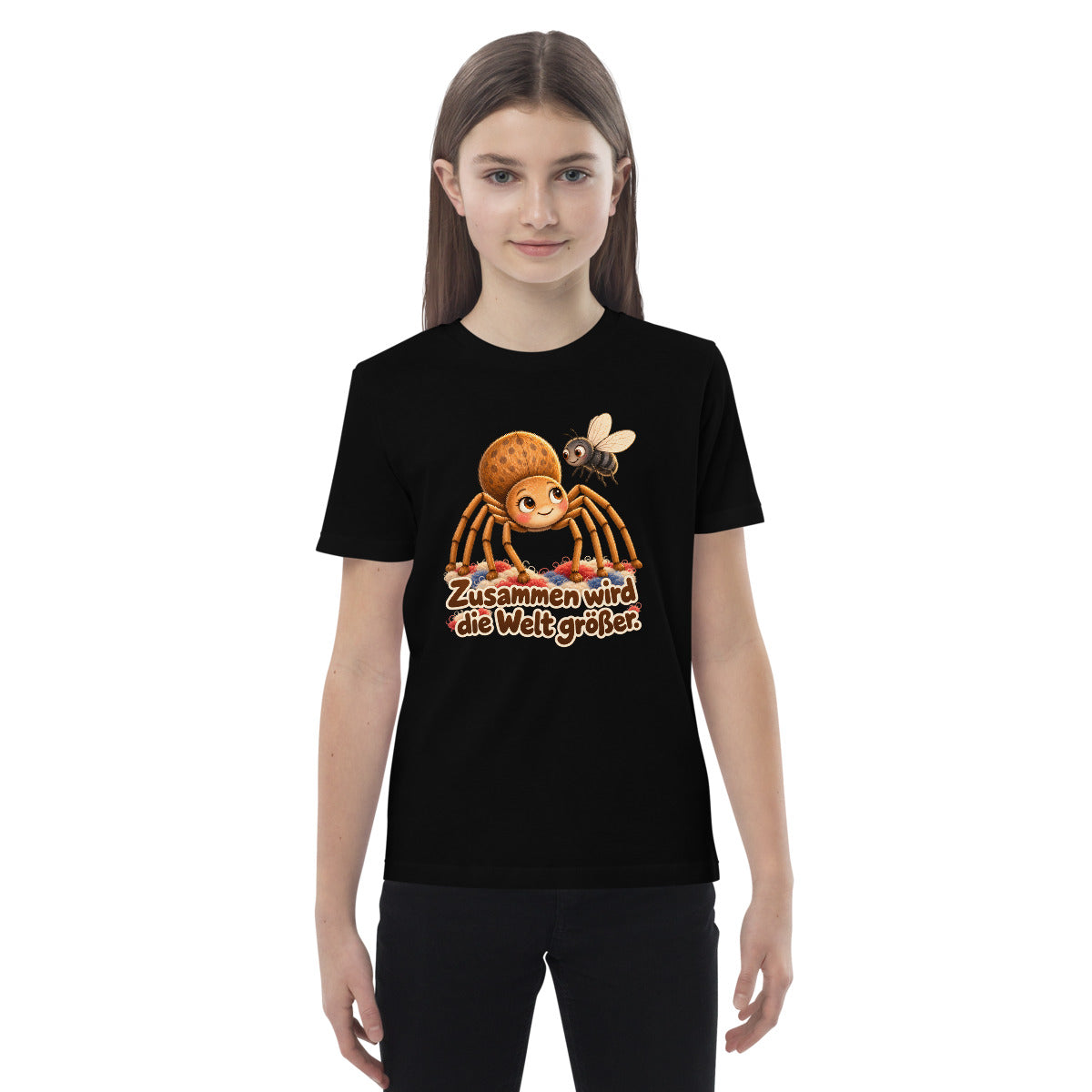 Zusammen wird die Welt größer – Bio-Kinder-T-Shirt – Frontdruck