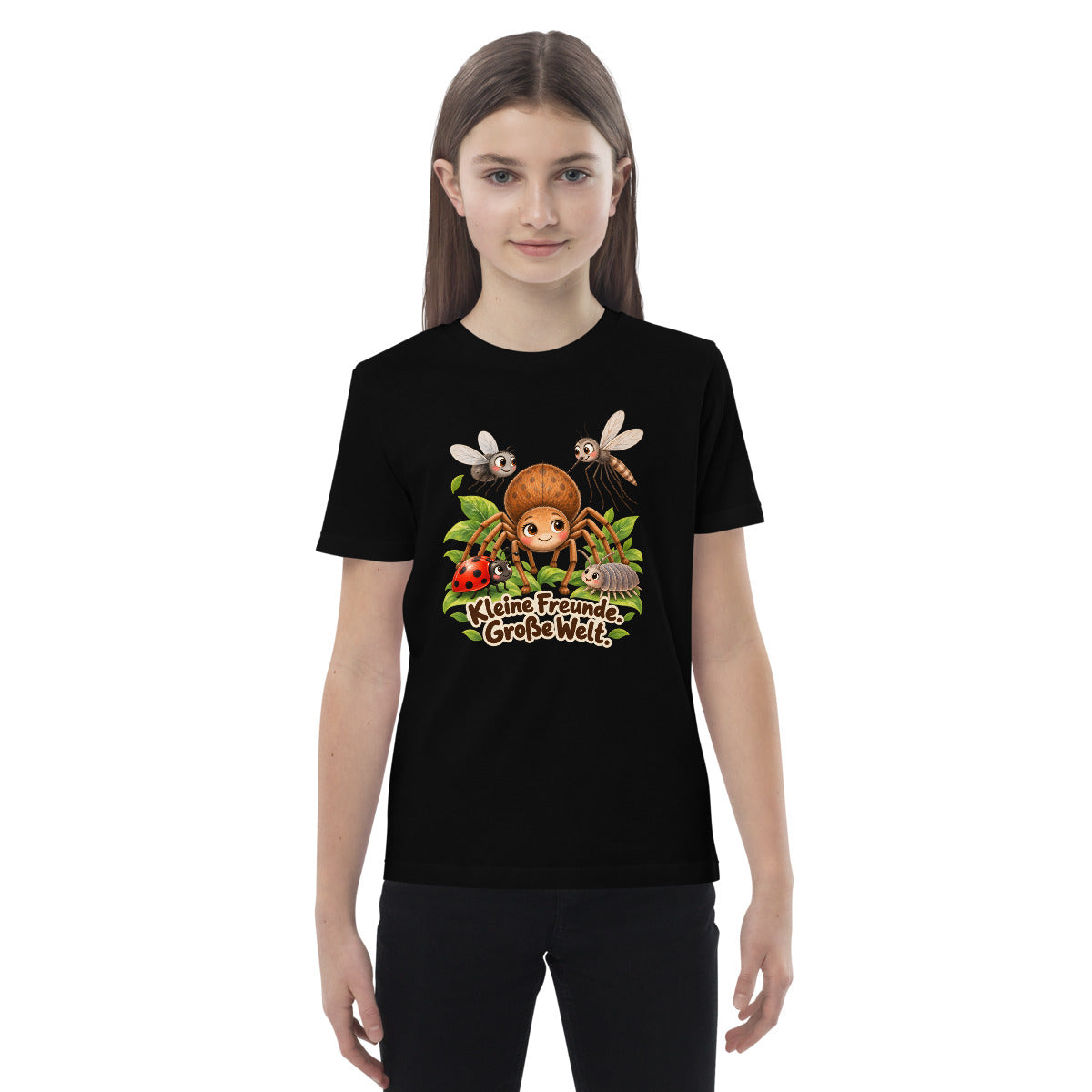 Kleine Freunde. Große Welt – Bio-Kinder-T-Shirt – Frontdruck