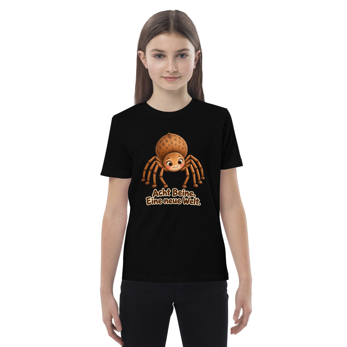 Acht Beine. Eine neue Welt – Bio-Kinder-T-Shirt – Frontdruck