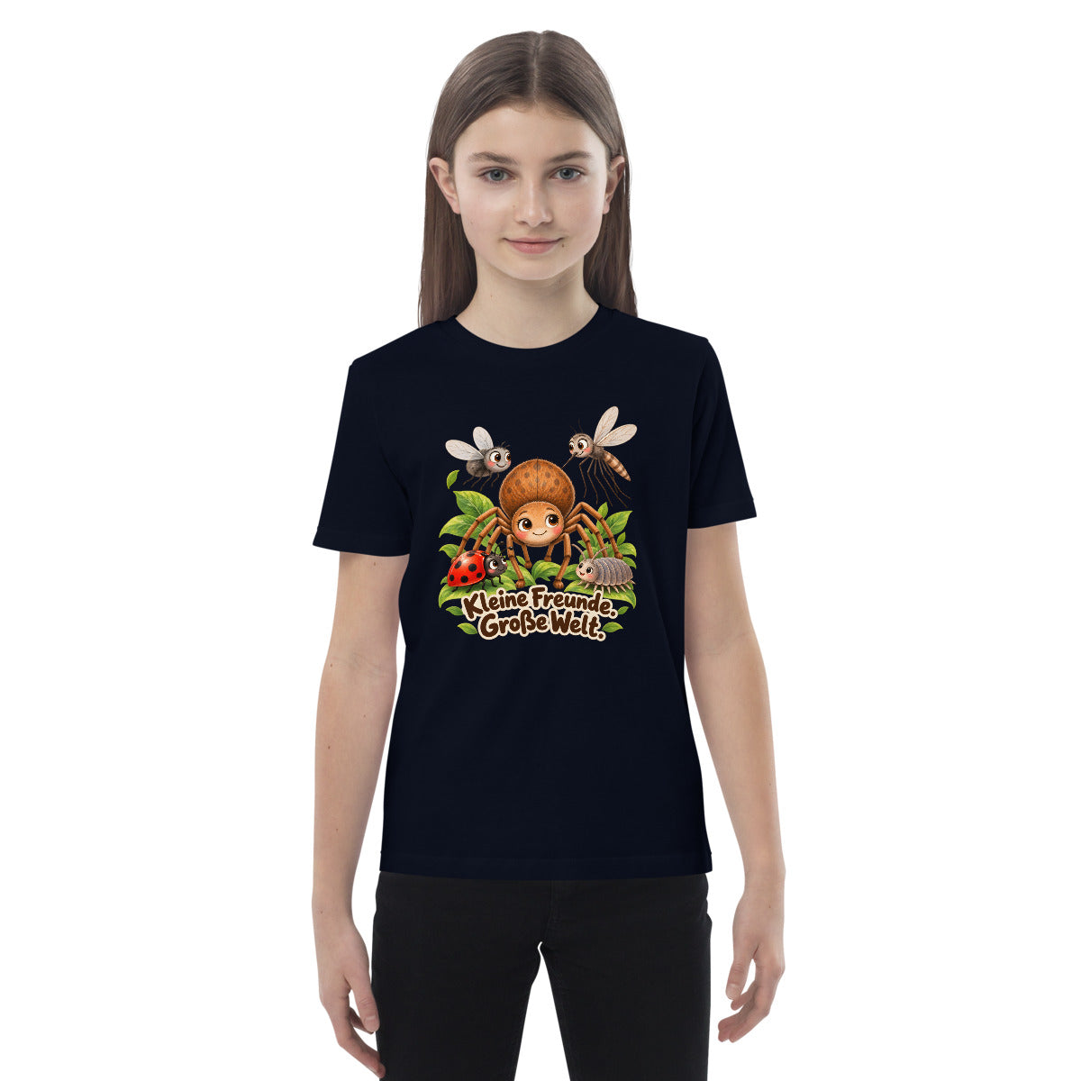 Kleine Freunde. Große Welt – Bio-Kinder-T-Shirt – Frontdruck