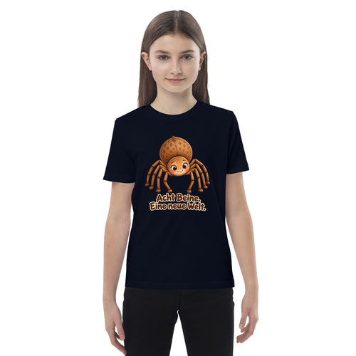 Acht Beine. Eine neue Welt – Bio-Kinder-T-Shirt – Frontdruck