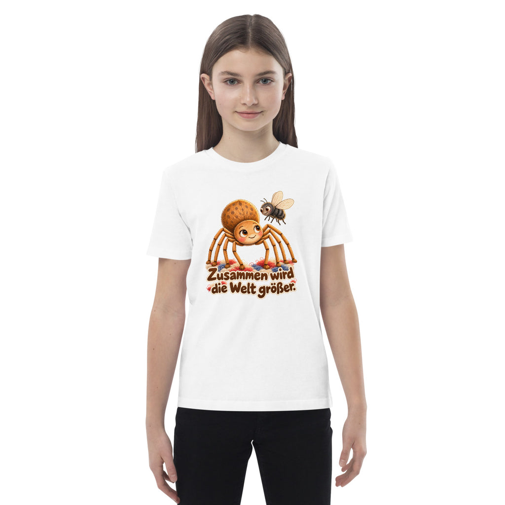 Zusammen wird die Welt größer – Bio-Kinder-T-Shirt – Frontdruck