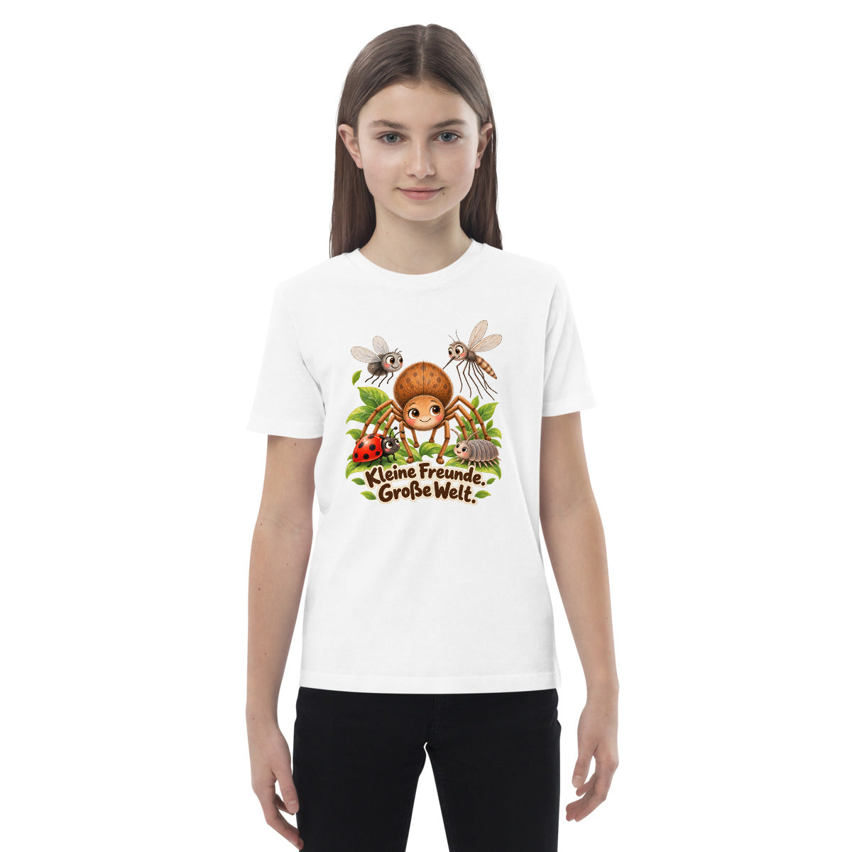 Kleine Freunde. Große Welt – Bio-Kinder-T-Shirt – Frontdruck
