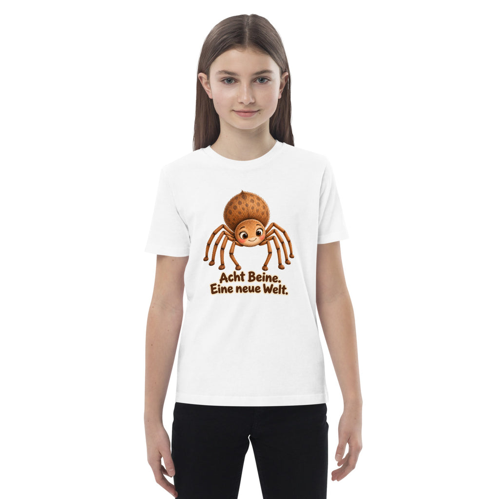 Acht Beine. Eine neue Welt – Bio-Kinder-T-Shirt – Frontdruck