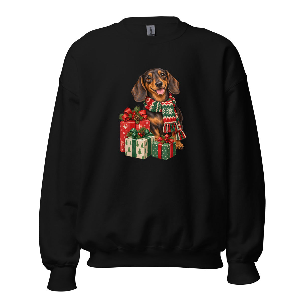 Weihnachtsdackel – Sweatshirt – großer Frontdruck