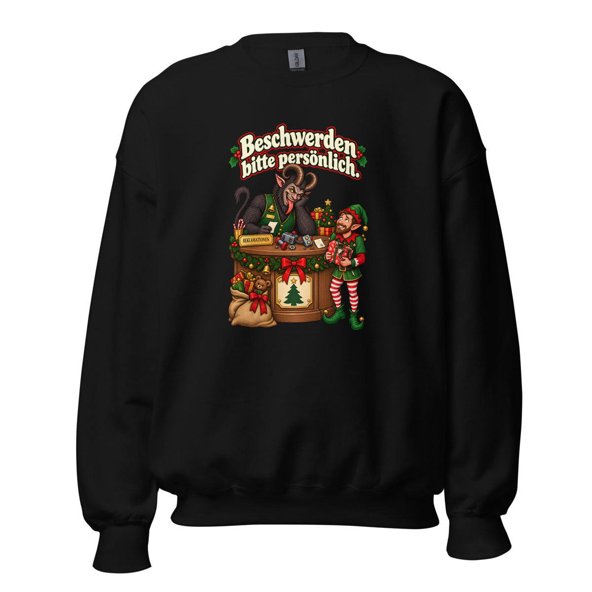 Beschwerden bitte persönlich. – Sweatshirt – großer Frontdruck