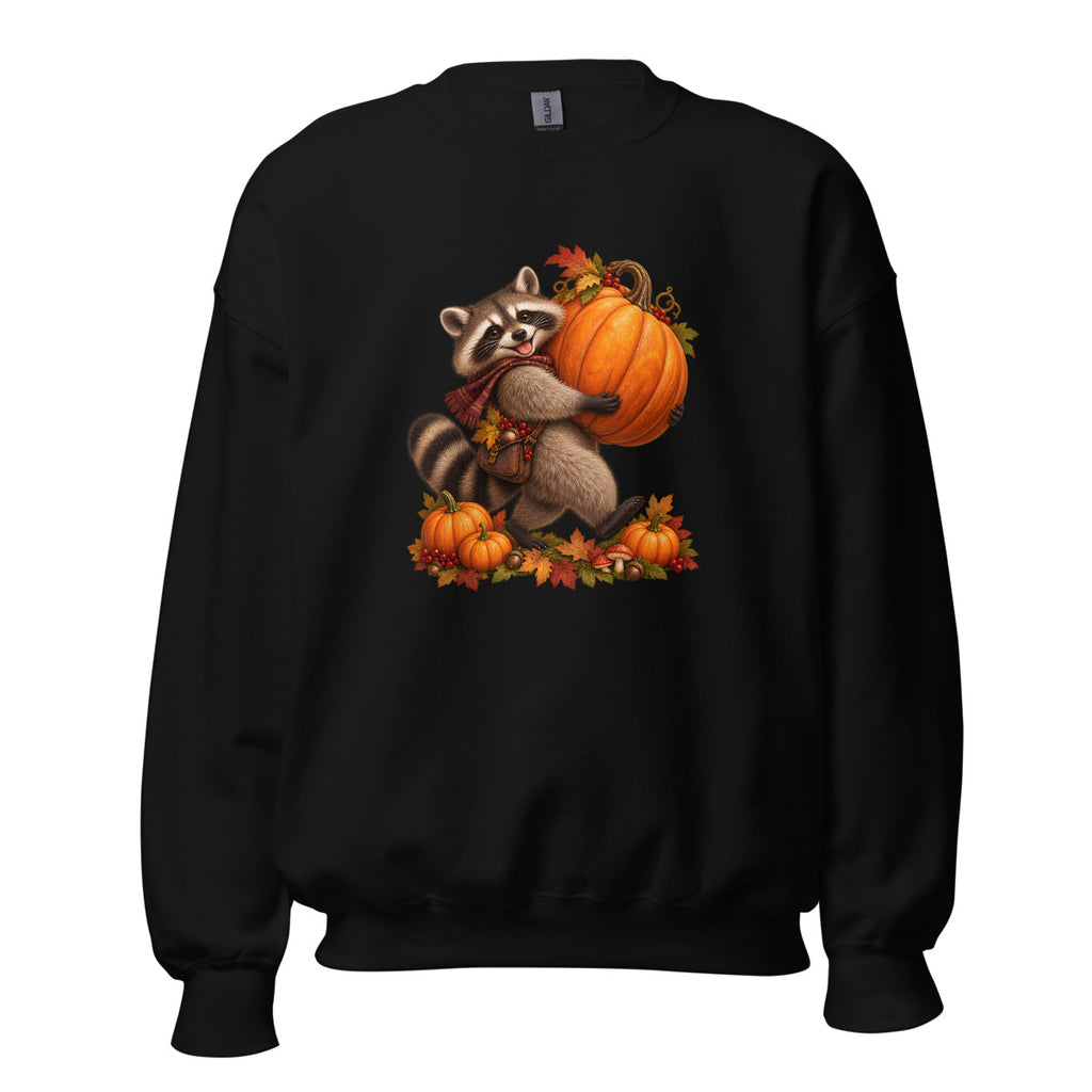 Kürbisernte mit Waschbär – Sweatshirt – großer Frontdruck