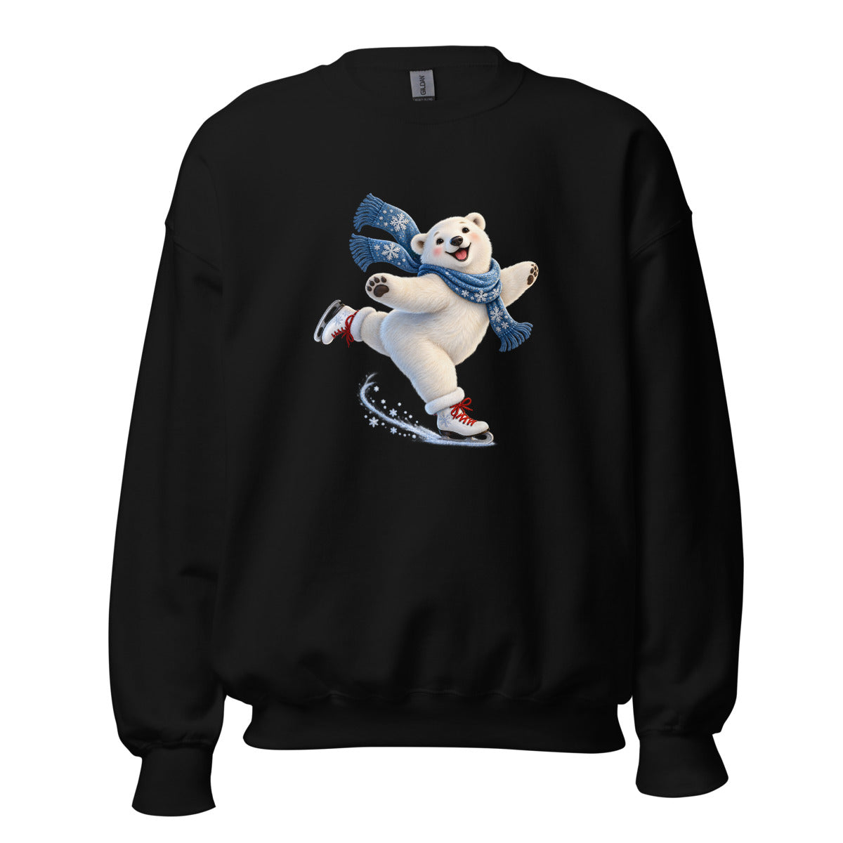 Eisbär auf Schlittschuhen – Sweatshirt – großer Frontdruck