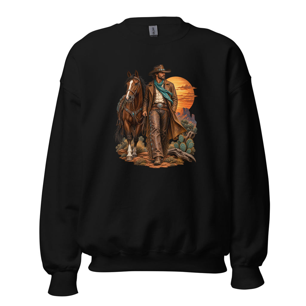 Cowboy im Abendrot – Sweatshirt – großer Frontdruck