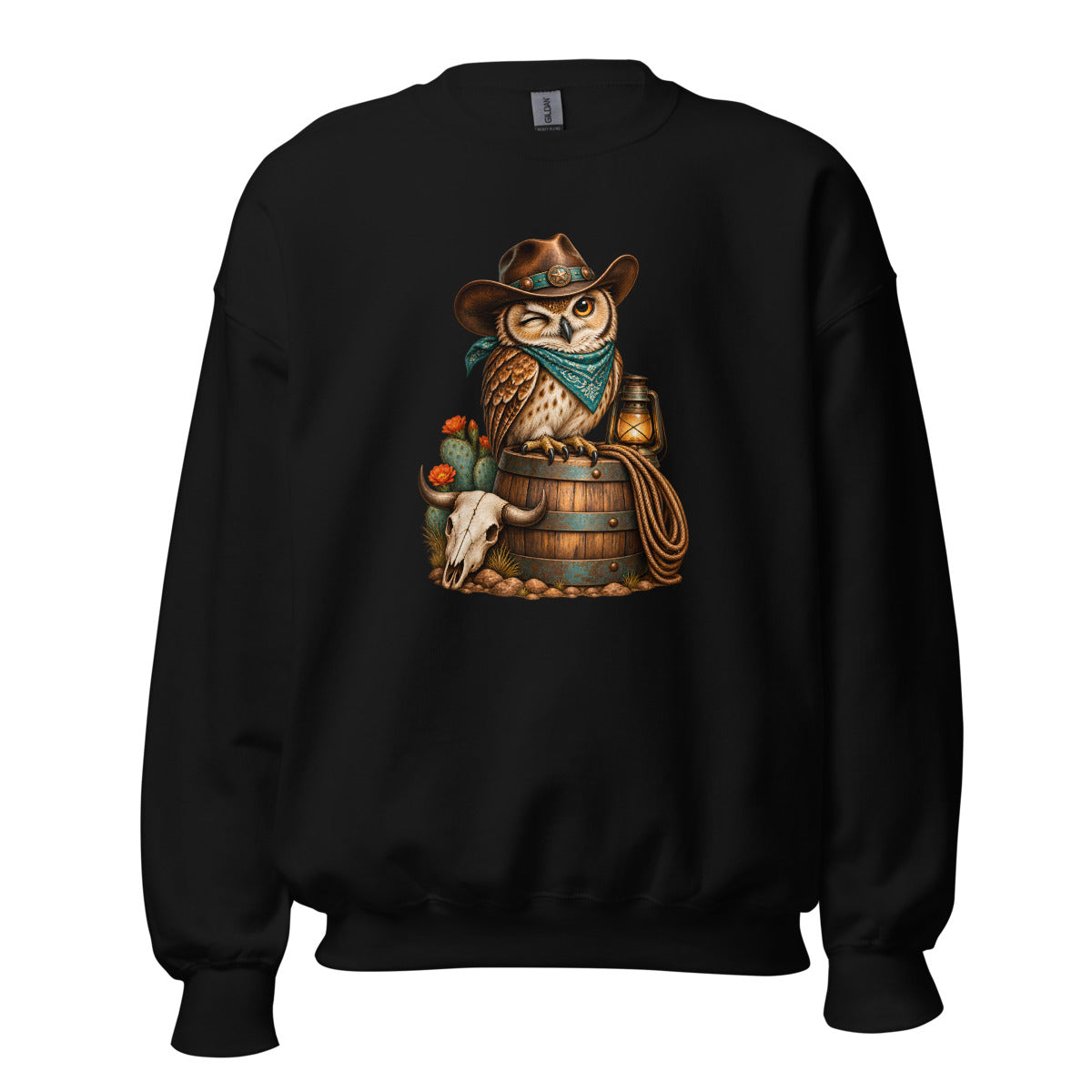 Saloon-Eule – Sweatshirt – großer Frontdruck
