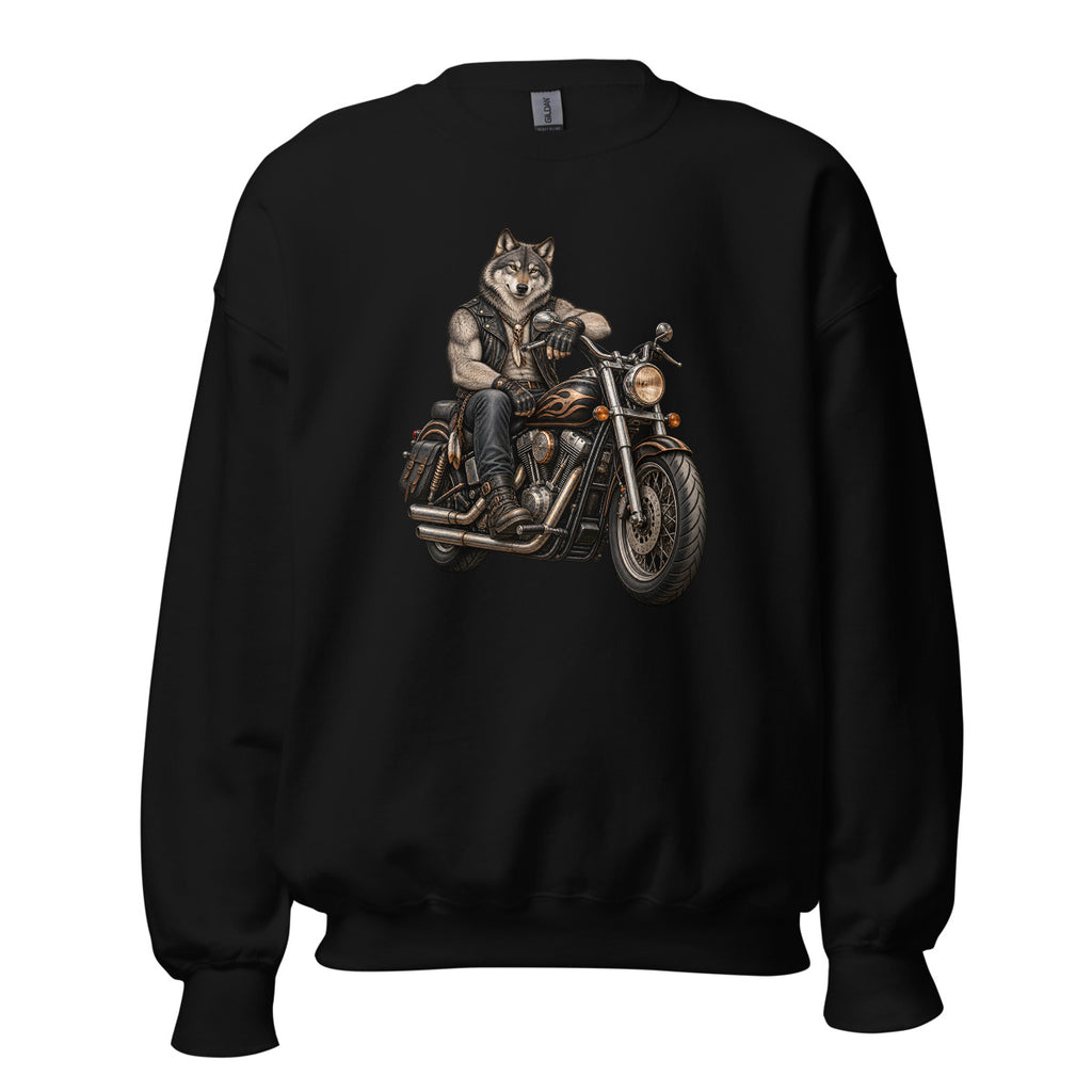 Wolf im Leder – Sweatshirt – großer Frontdruck