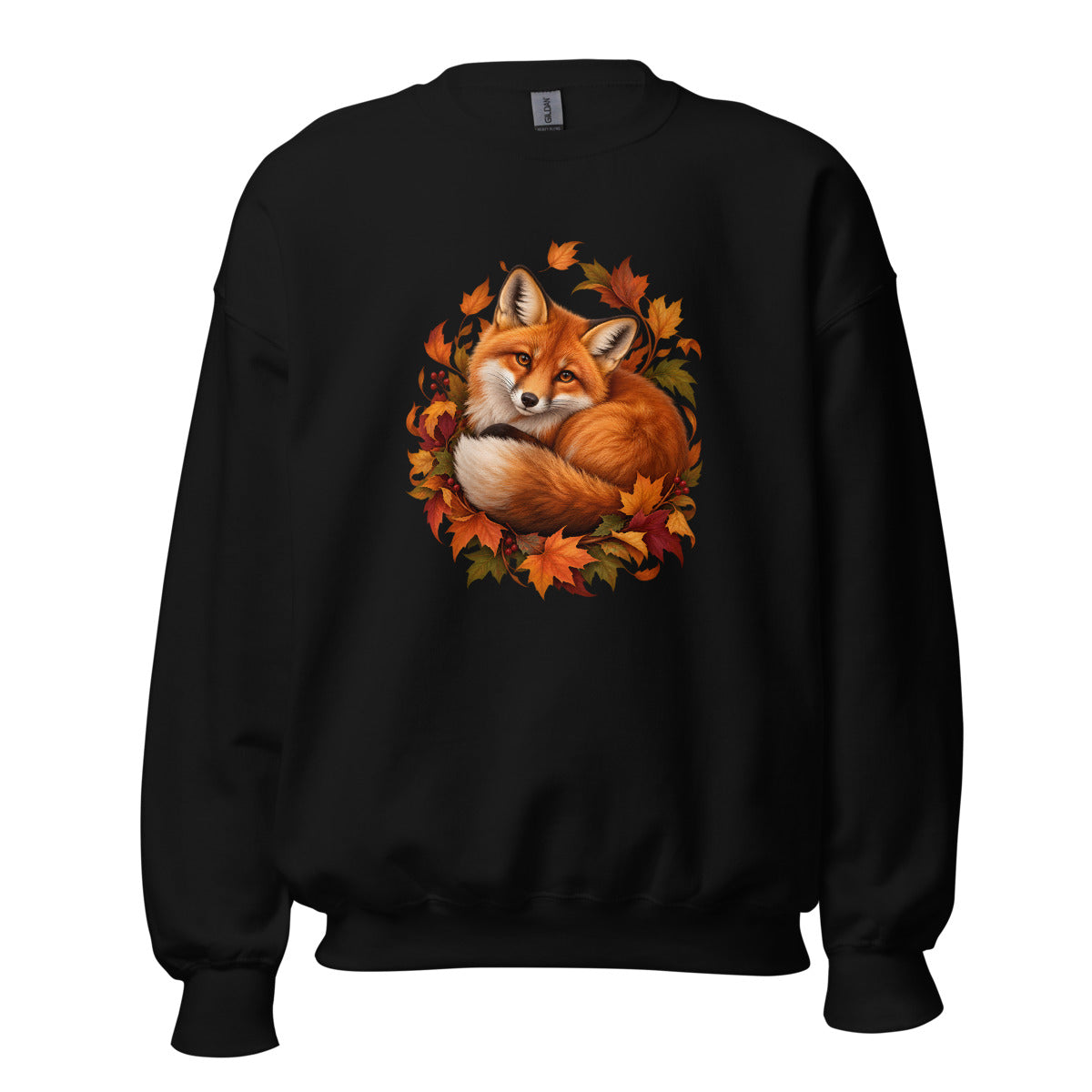 Fuchs im Blätterwirbel – Sweatshirt – großer Frontdruck