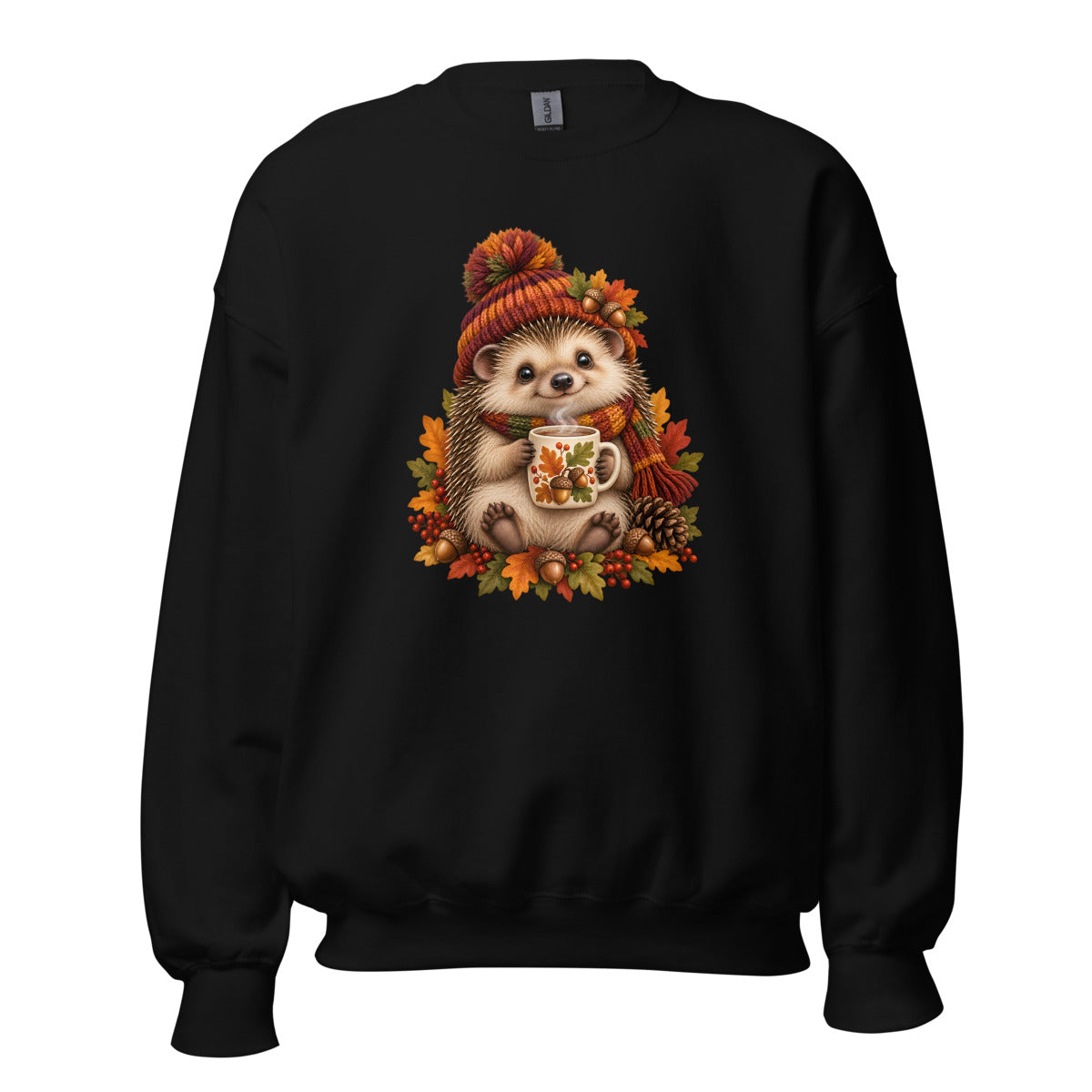 Igel mit Kaffeepause – Sweatshirt – großer Frontdruck