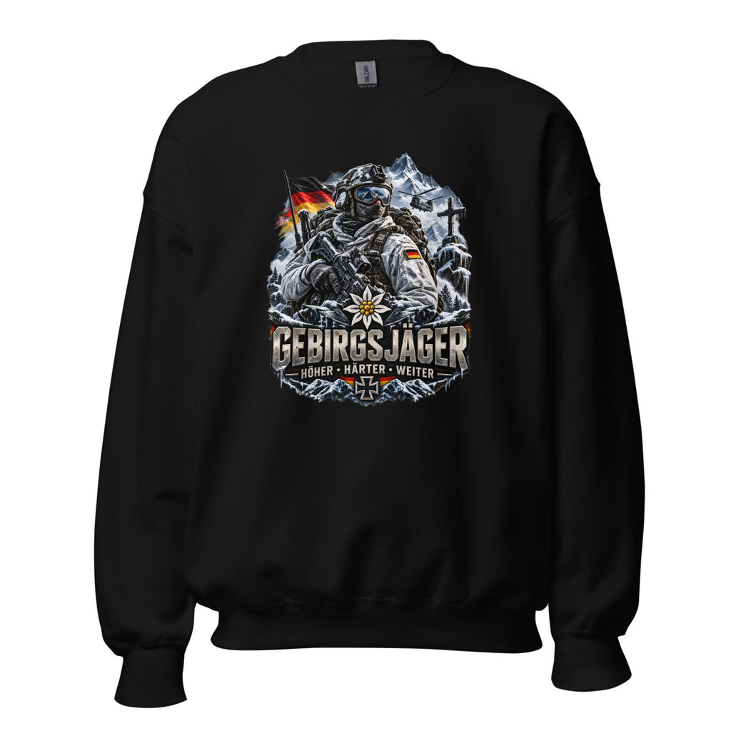 Gebirgsjäger Soldat im Schnee – Sweatshirt – großer Frontdruck