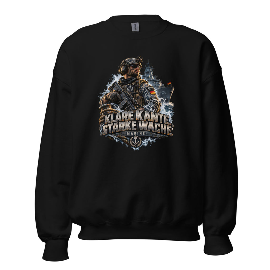 Marine Soldat mit Kriegsschiff – Sweatshirt – großer Frontdruck