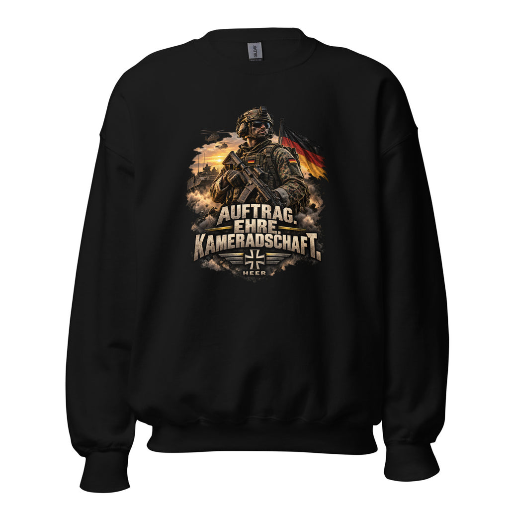 Soldat mit Auftrag, Ehre und Kameradschaft – Sweatshirt – großer Frontdruck