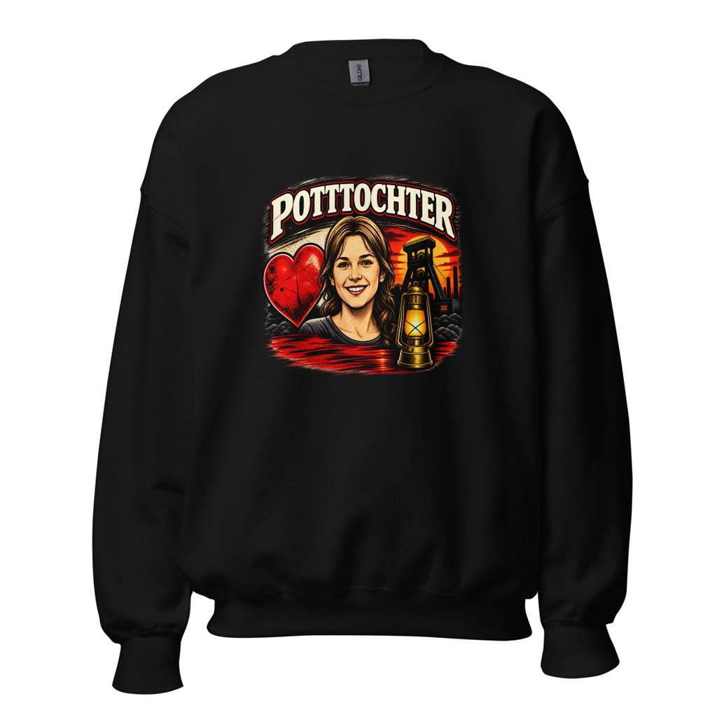Pottochter mit Herz, Bergwerk und Laterne – Sweatshirt – großer Frontdruck