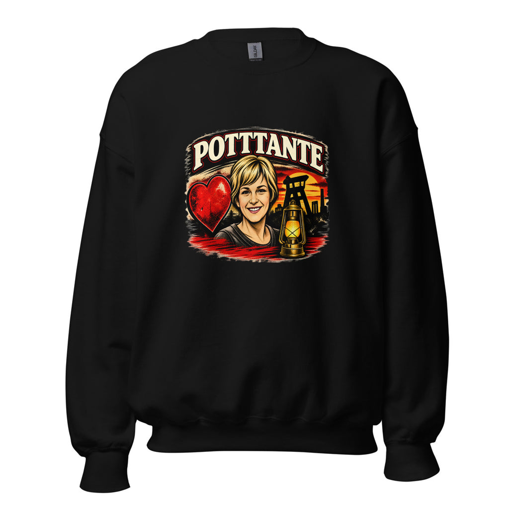 POTTANTE Bergbau Frau mit Laterne – Sweatshirt – großer Frontdruck