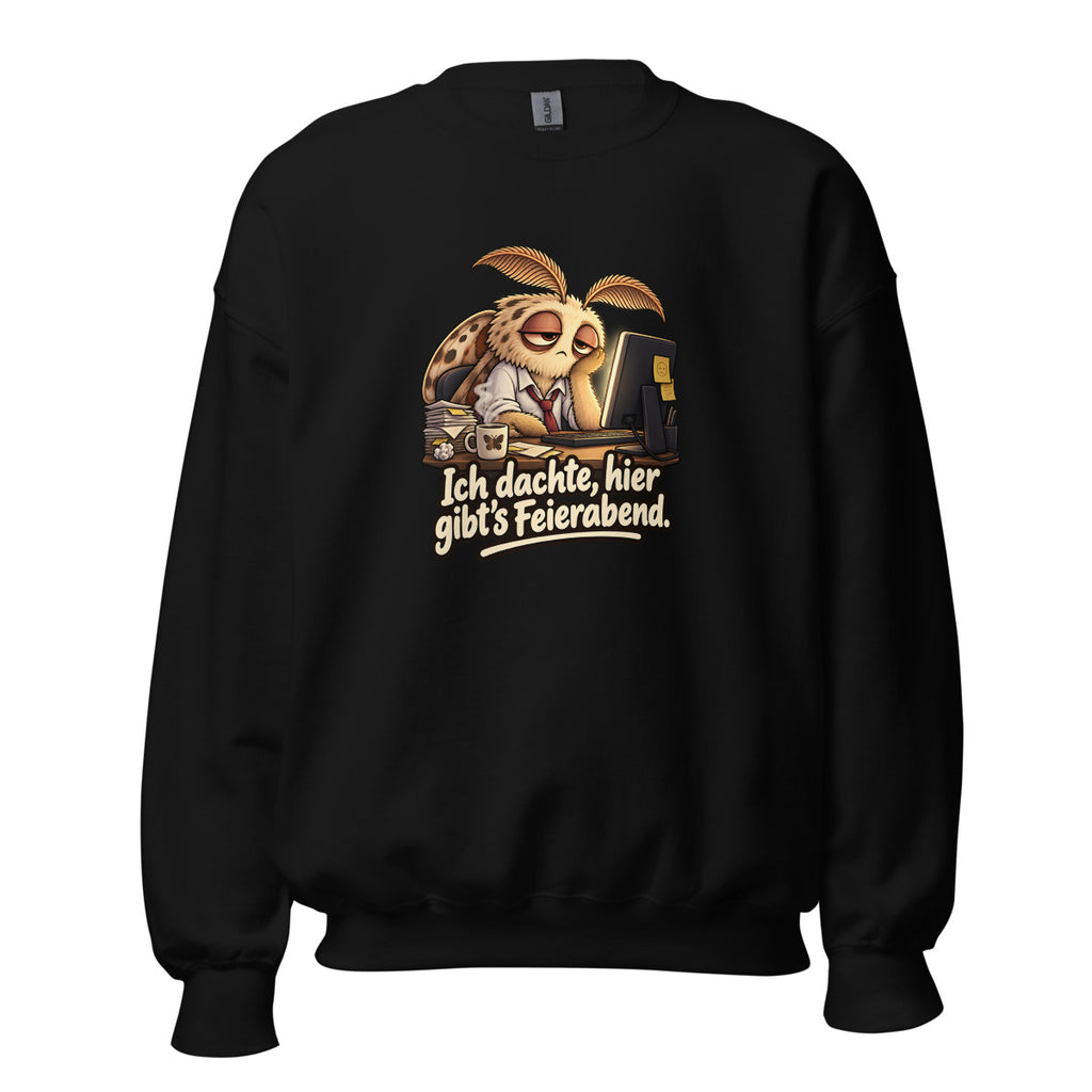 Überstunden-Motte – Sweatshirt – großer Frontdruck