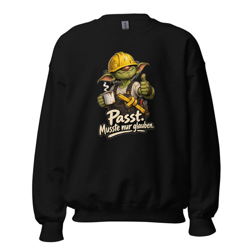 Baustellen-Kobold – Sweatshirt – großer Frontdruck