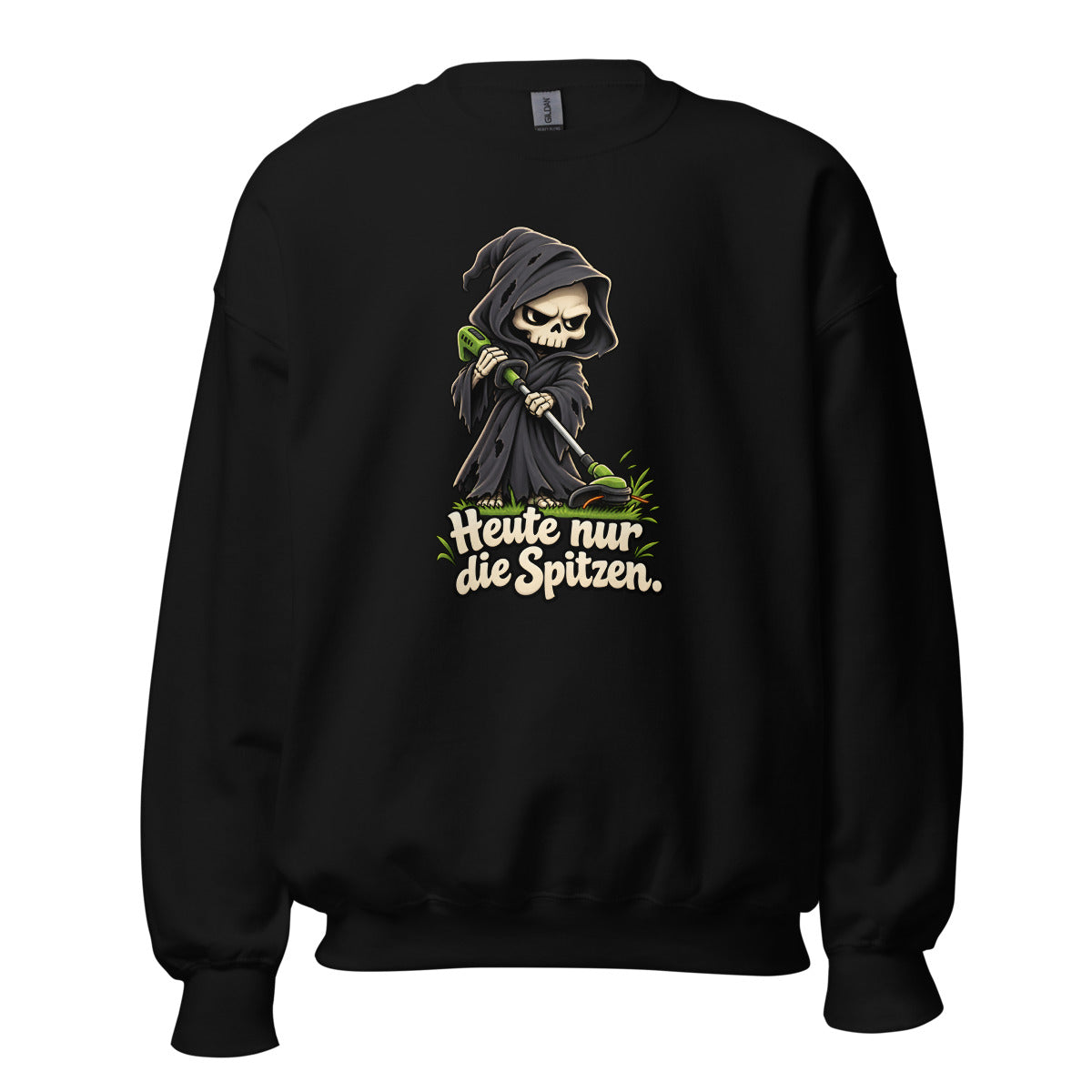 Sensenmann bei der Rasenpflege – Sweatshirt – großer Frontdruck
