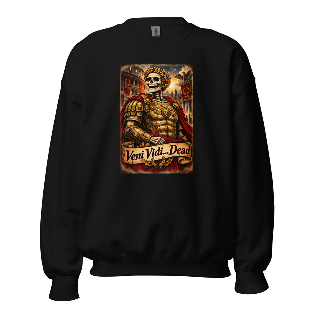 Römischer Skelett-Kaiser mit Lorbeerkranz – Sweatshirt – großer Frontdruck