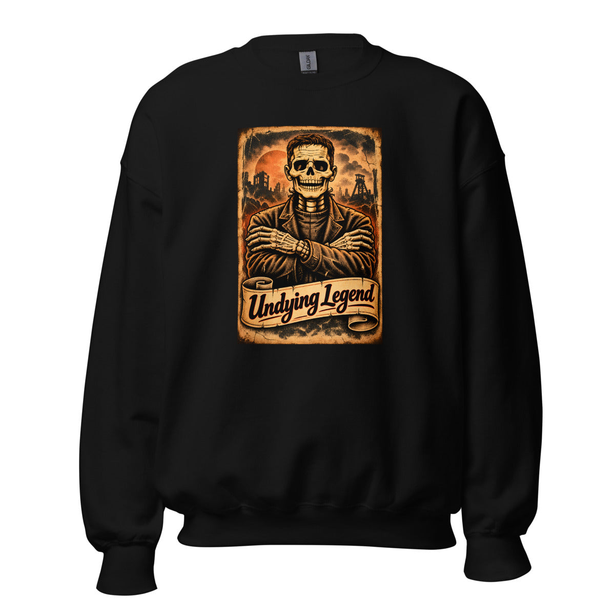 Undying Legend – Skelett mit verschränkten Armen – Sweatshirt – großer Frontdruck