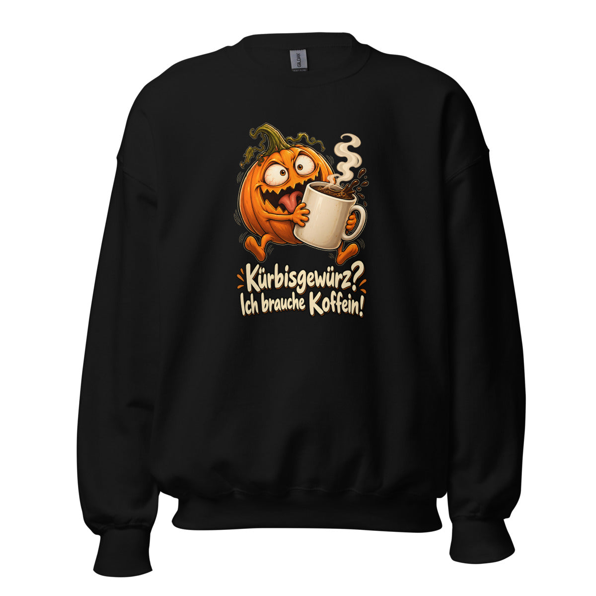 Kürbis mit Koffeinproblem – Sweatshirt – großer Frontdruck