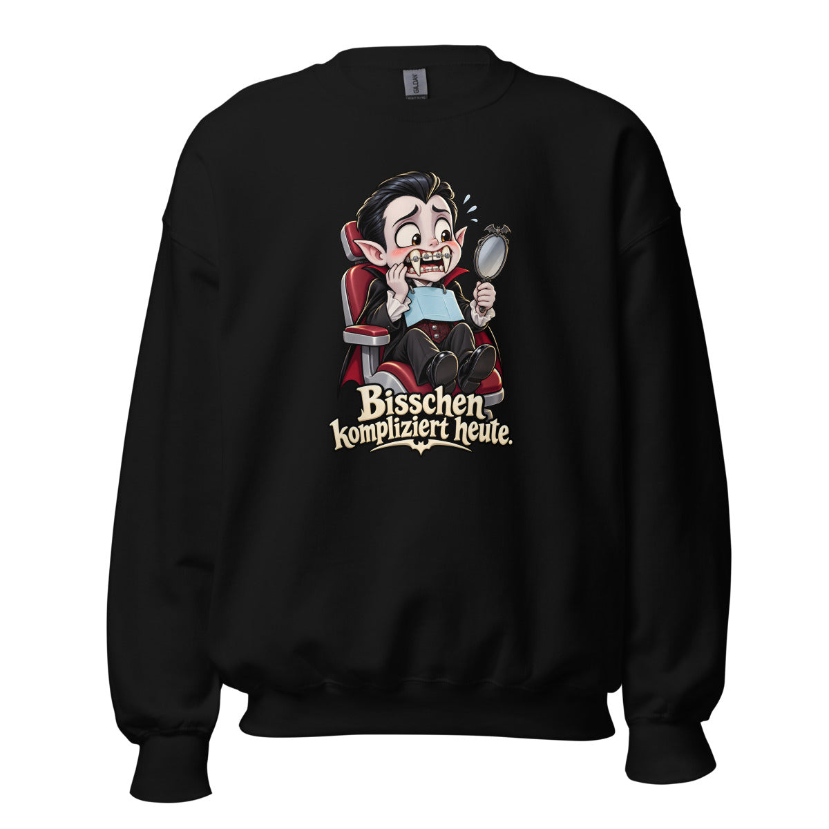 Vampir beim Zahnarzt – Sweatshirt – großer Frontdruck
