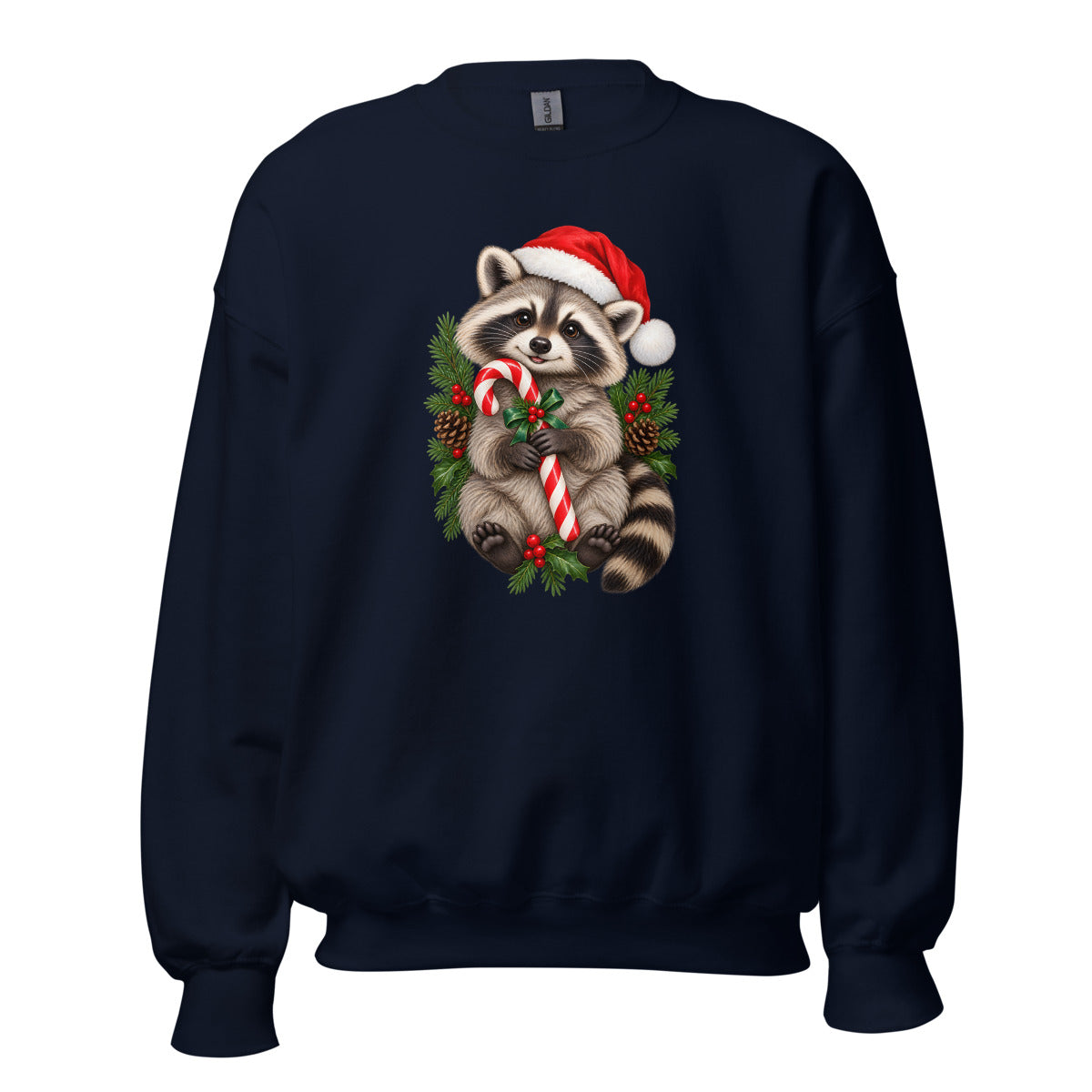 Festlicher Waschbär – Sweatshirt – großer Frontdruck