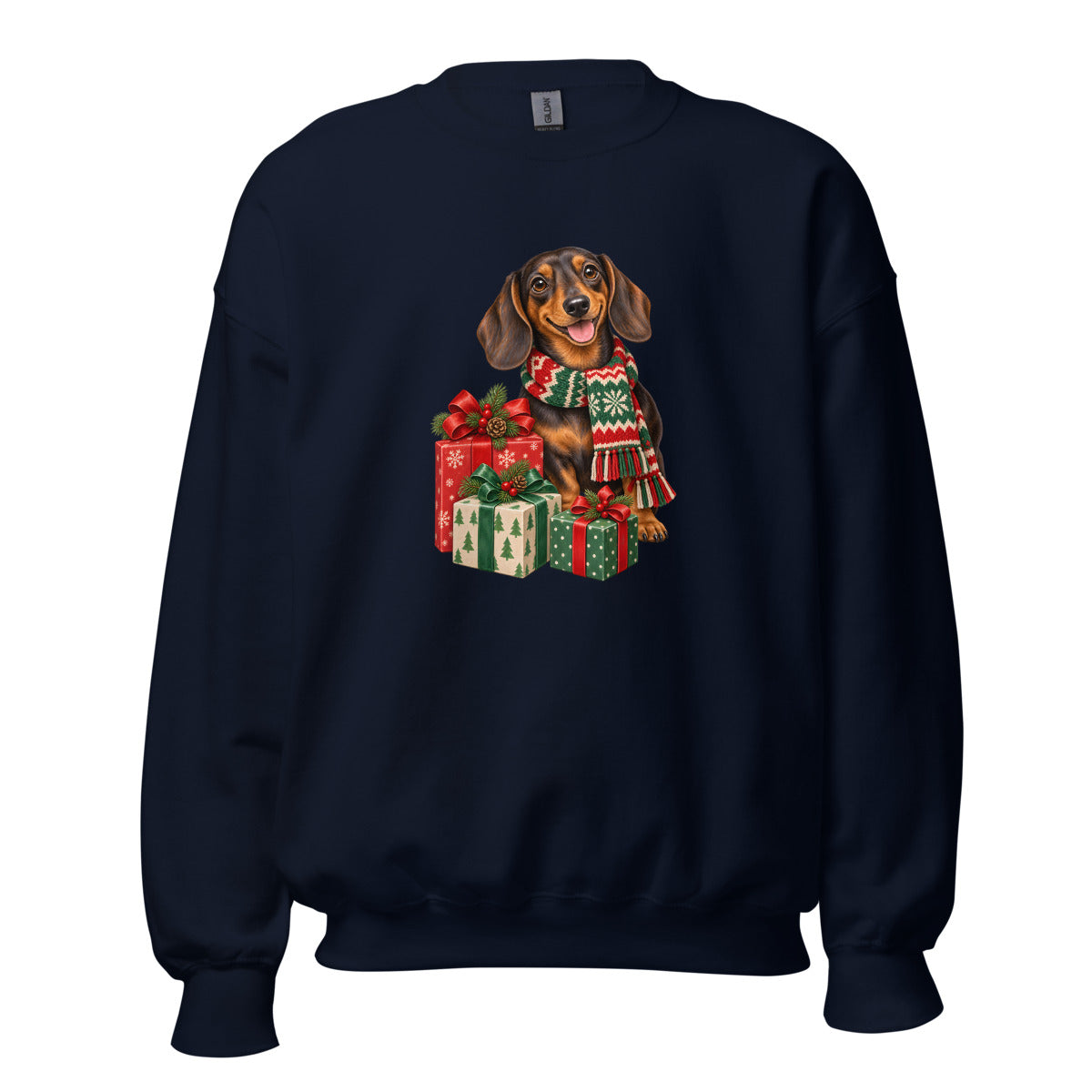 Weihnachtsdackel – Sweatshirt – großer Frontdruck