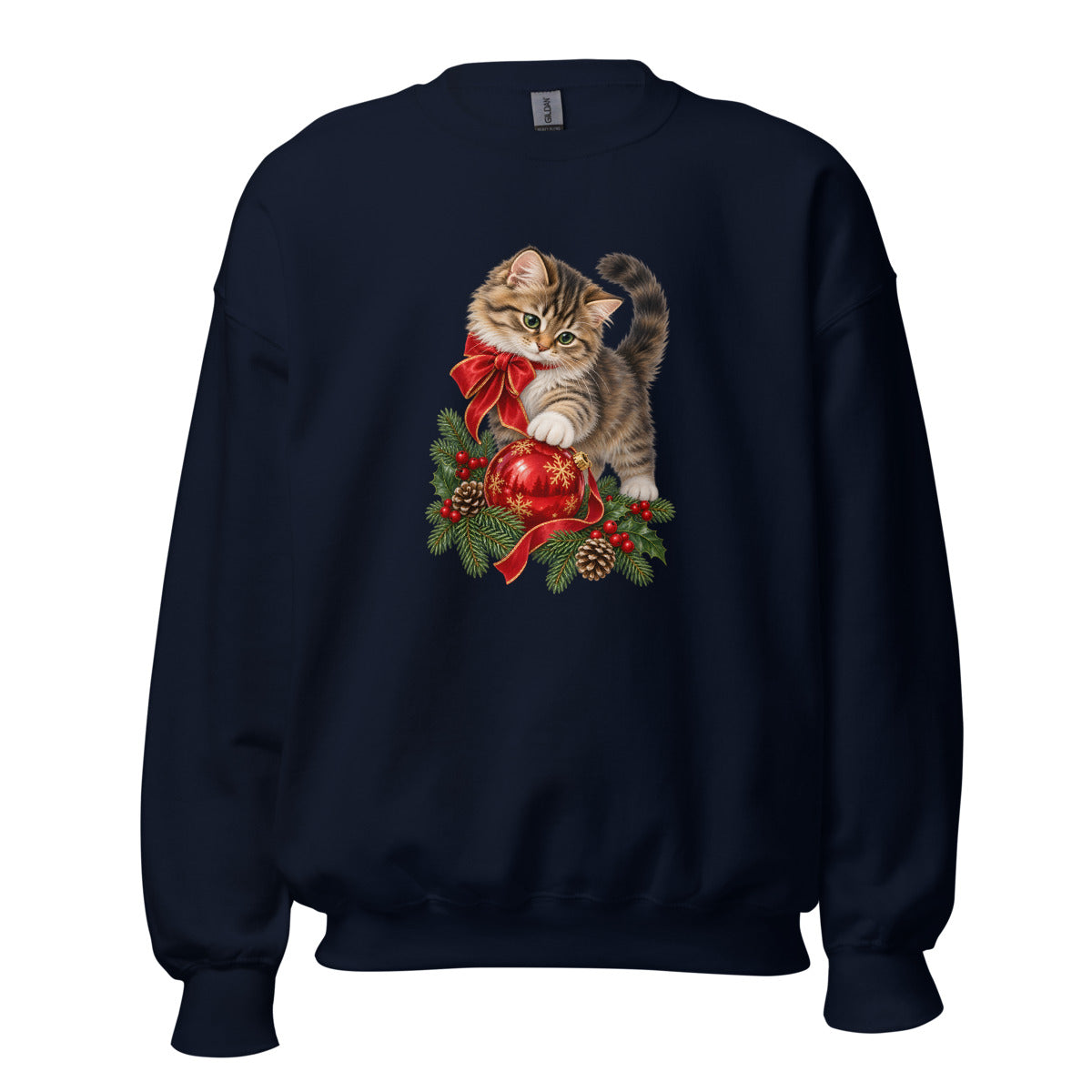 Weihnachtskatze – Sweatshirt – großer Frontdruck