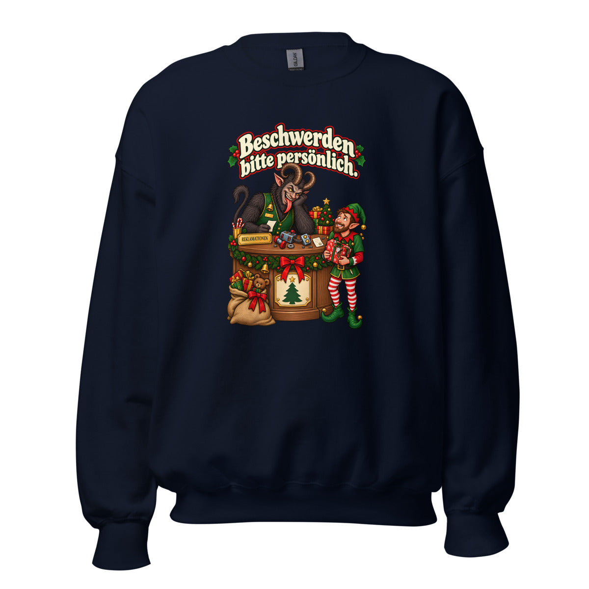 Beschwerden bitte persönlich. – Sweatshirt – großer Frontdruck