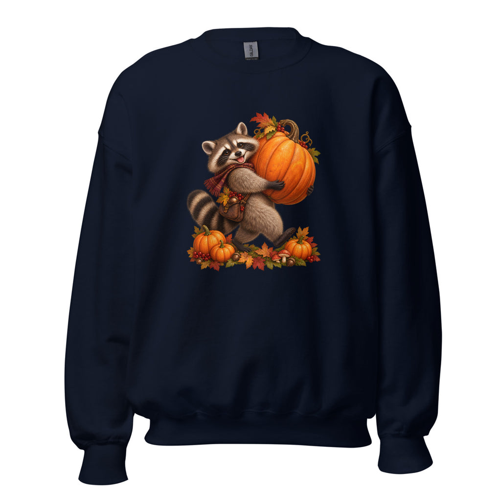 Kürbisernte mit Waschbär – Sweatshirt – großer Frontdruck