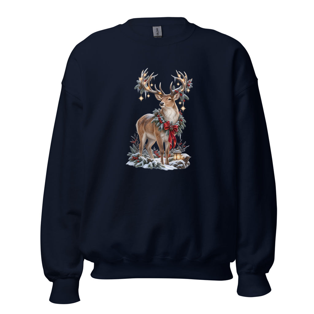 Winterhirsch mit Sternen – Sweatshirt – großer Frontdruck