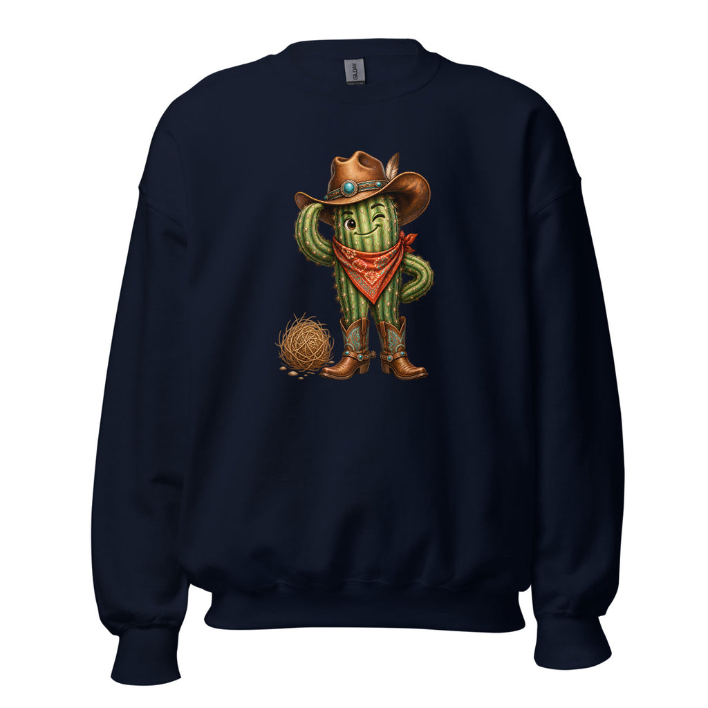 Kaktus mit Cowboyhut – Sweatshirt – großer Frontdruck