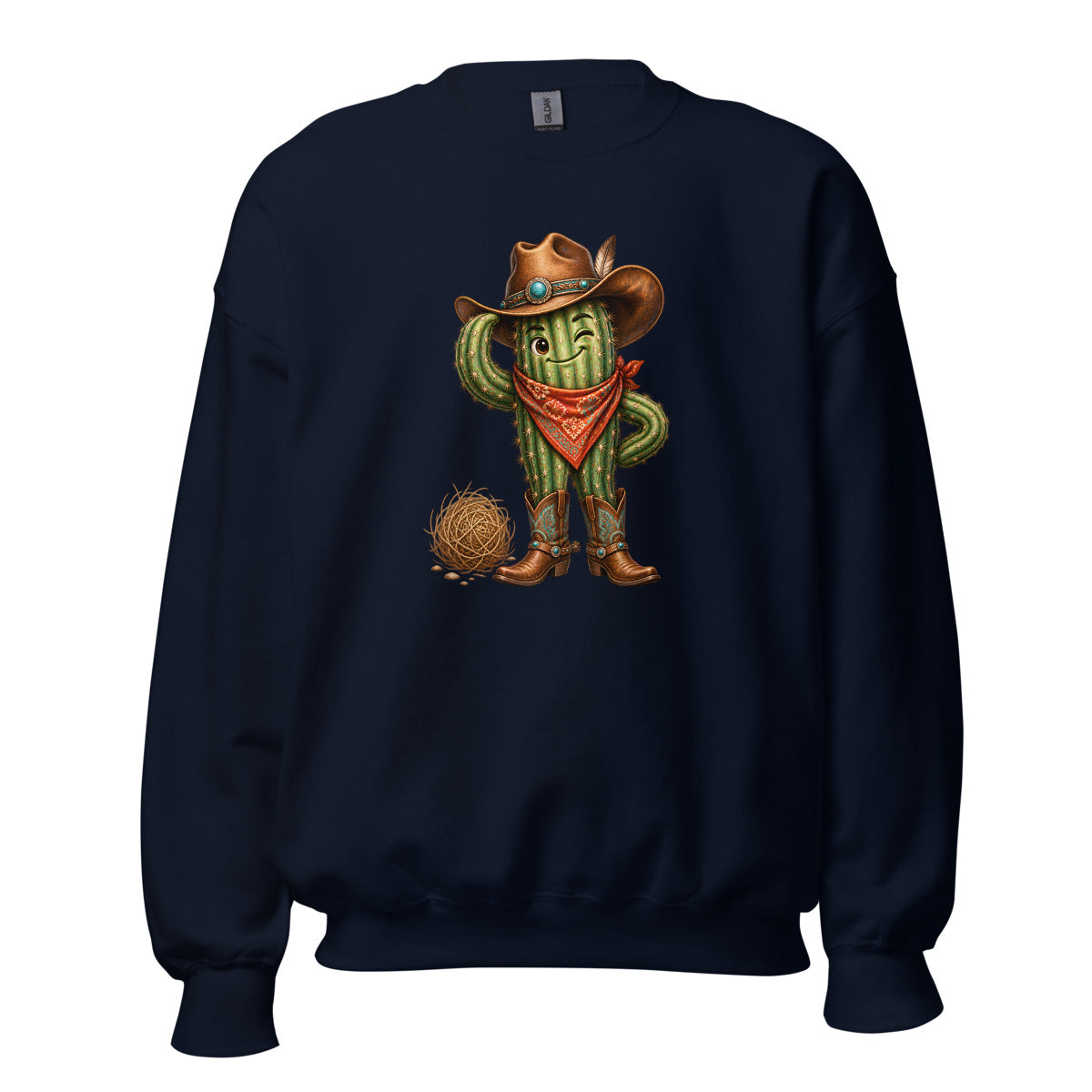 Kaktus mit Cowboyhut – Sweatshirt – großer Frontdruck