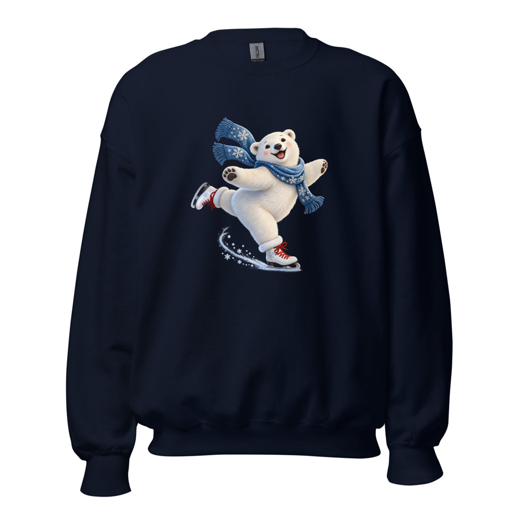 Eisbär auf Schlittschuhen – Sweatshirt – großer Frontdruck