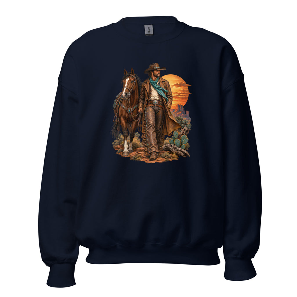 Cowboy im Abendrot – Sweatshirt – großer Frontdruck