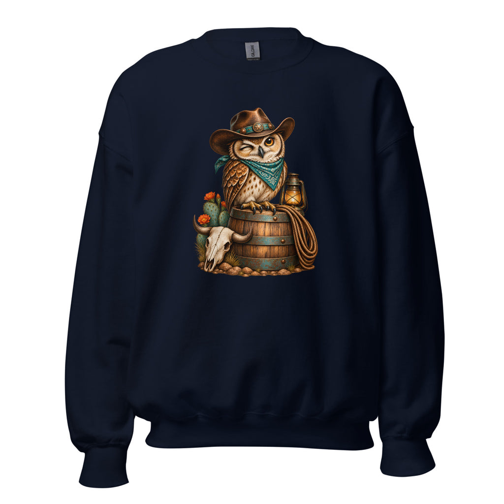 Saloon-Eule – Sweatshirt – großer Frontdruck