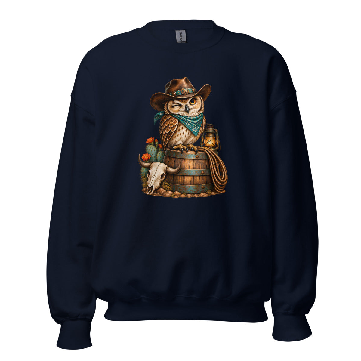 Saloon-Eule – Sweatshirt – großer Frontdruck