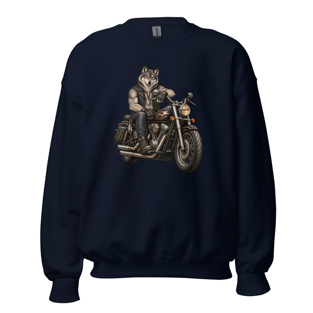 Wolf im Leder – Sweatshirt – großer Frontdruck