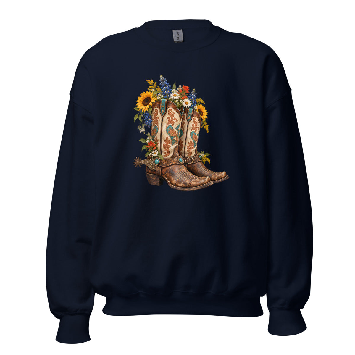 Stiefel mit Geschichte – Sweatshirt – großer Frontdruck