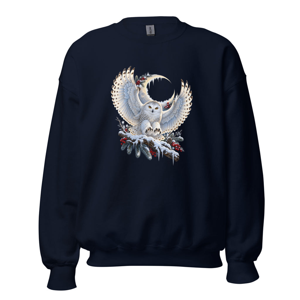 Schneeeule im Mondlicht – Sweatshirt – großer Frontdruck