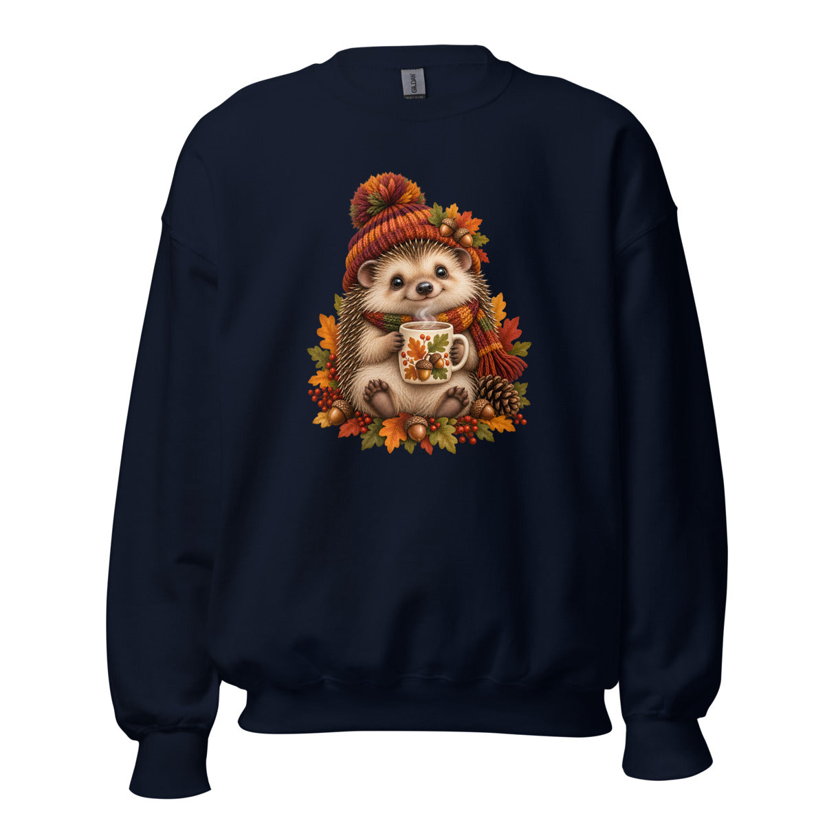 Igel mit Kaffeepause – Sweatshirt – großer Frontdruck