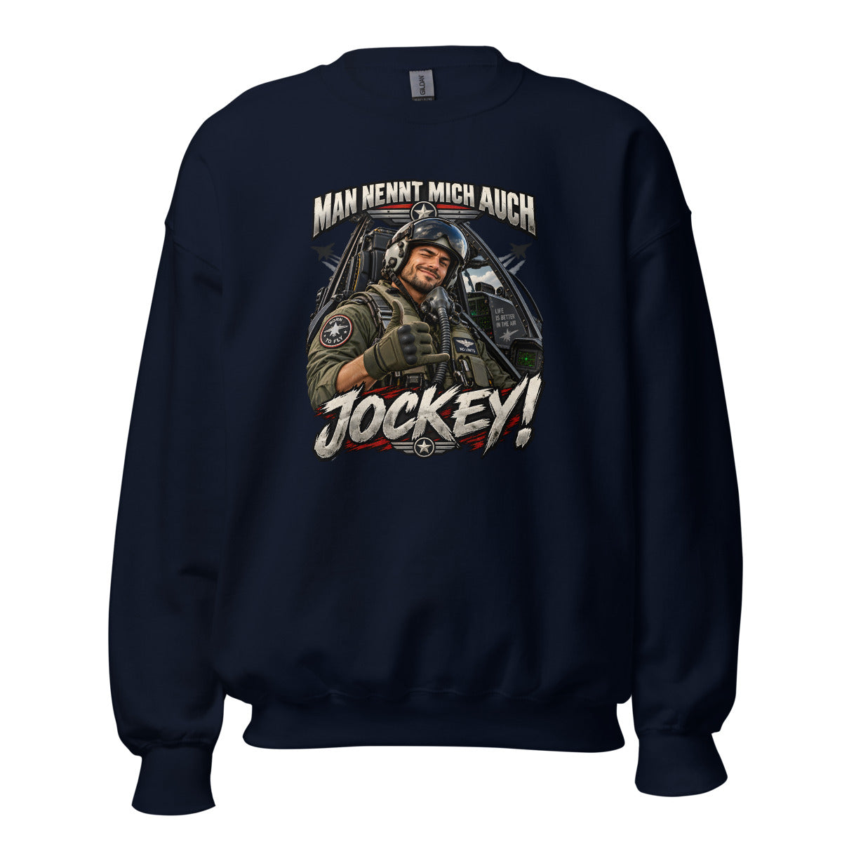 Man nennt mich auch Jockey! – Sweatshirt – großer Frontdruck