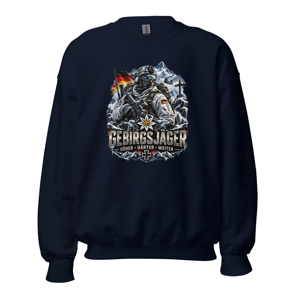 Gebirgsjäger Soldat im Schnee – Sweatshirt – großer Frontdruck